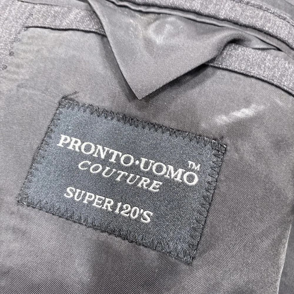 Pronto Uomo Couture Suit Jacket Mens 56 Long Gray Super 120s Wool 3 Button Lined